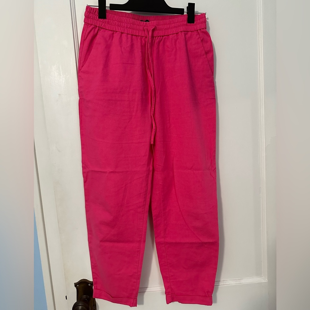 J. Crew Factory Linen-Cotton Blend Drawstring Pant Guava (4)